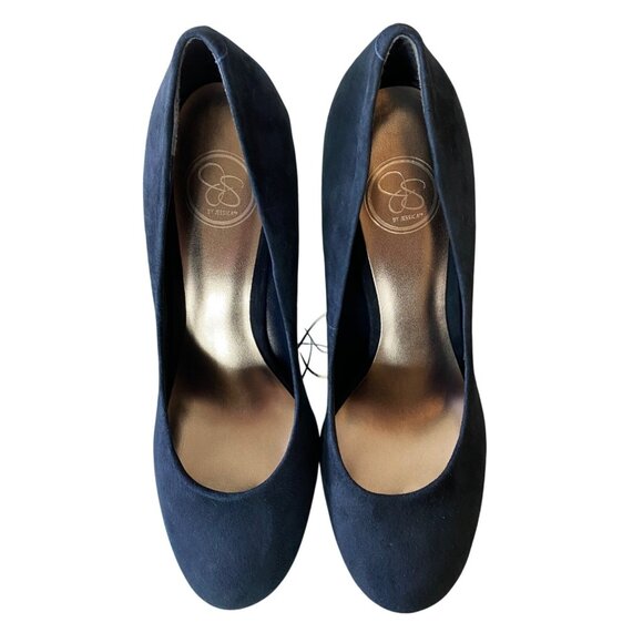 Jessica Simpson Navy Blue Suede Platform Heels Size 9B - Picture 3 of 9